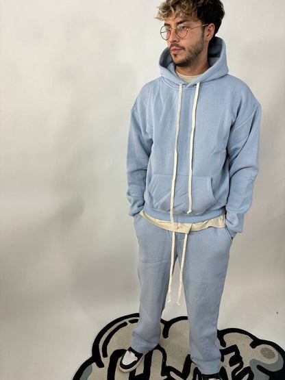 COSTUME BLEU CLAIR DOUBLE COTON AVEC BAS LARGE