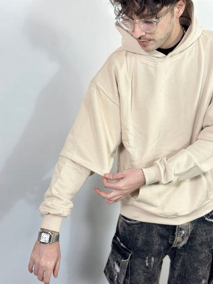 SWEAT-SHIRT À DOUBLE MANCHES BEIGE crème