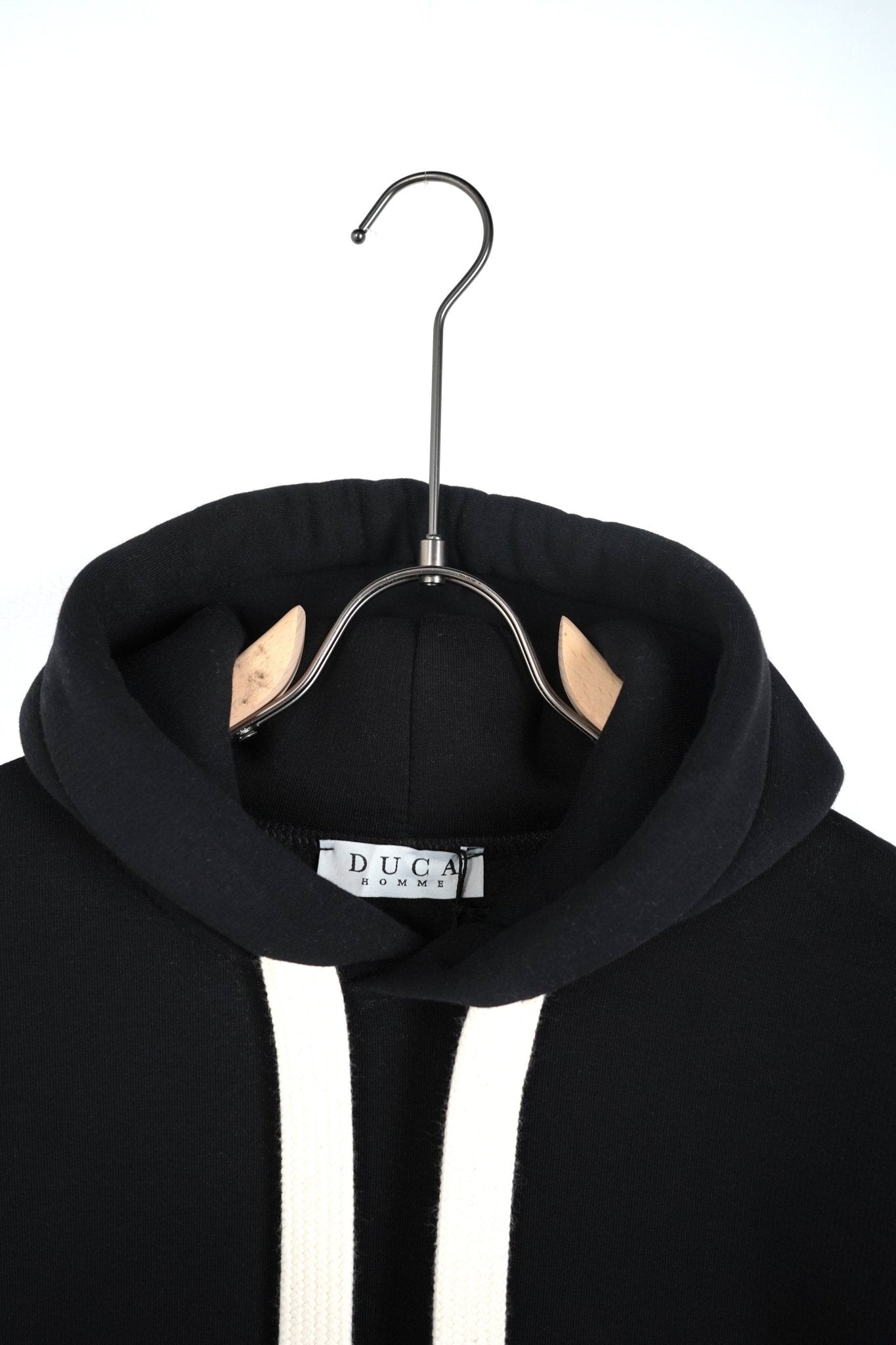 Sweat-shirt en coton double noir avec lacets neufs